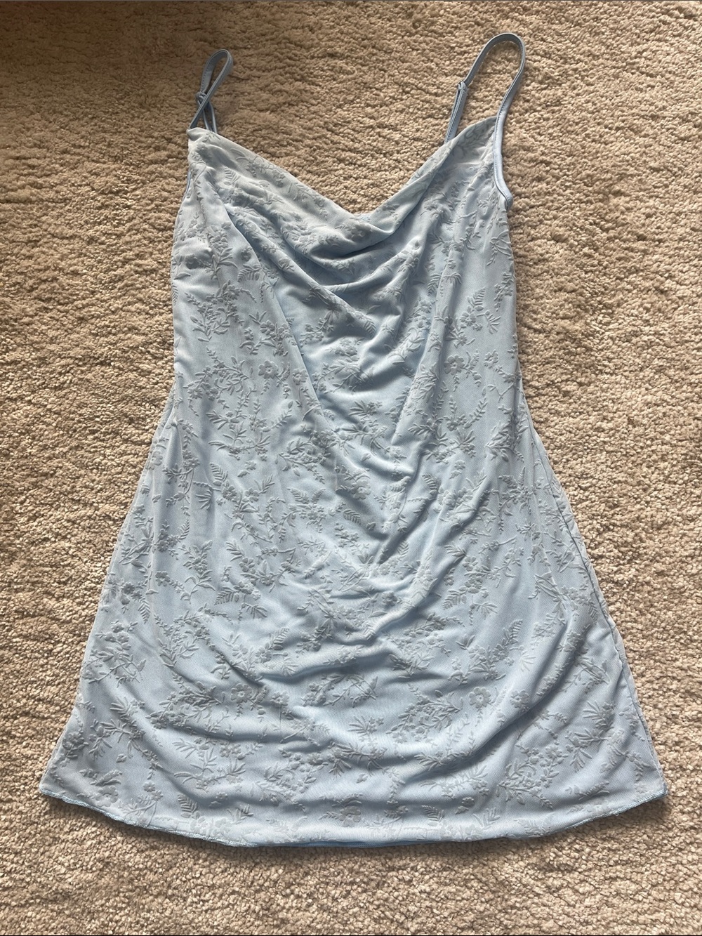 Light Blue Lace-Texture Slip Dress - Womenβs Intimates